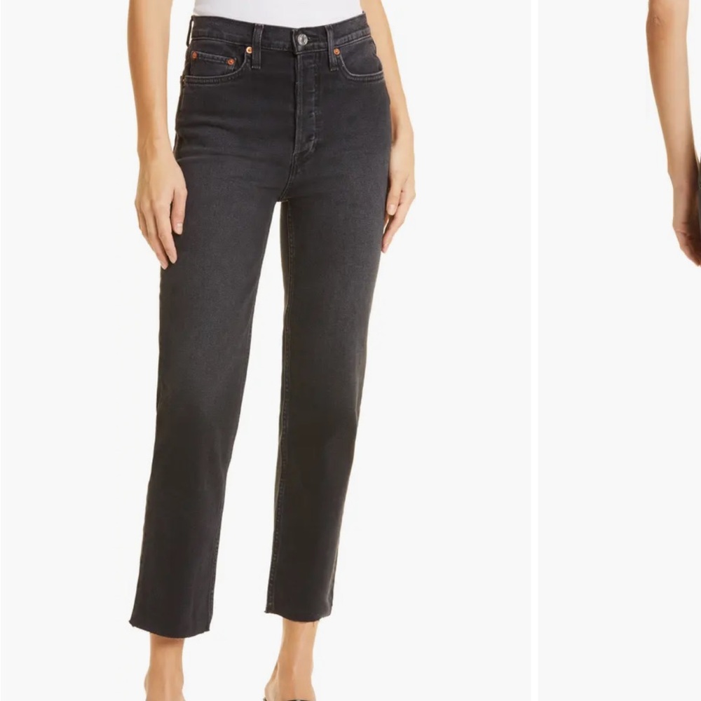 Re/Done Women's Dark Gray Straight Leg Jeans